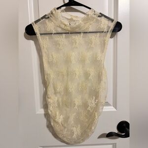 Free People Cream Lace Sleeveless Top